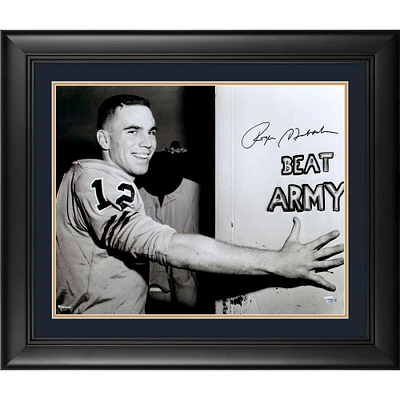 Roger Staubach Navy Midshipmen Framed Autographed 16" x 20" Beat Army Sign Photograph