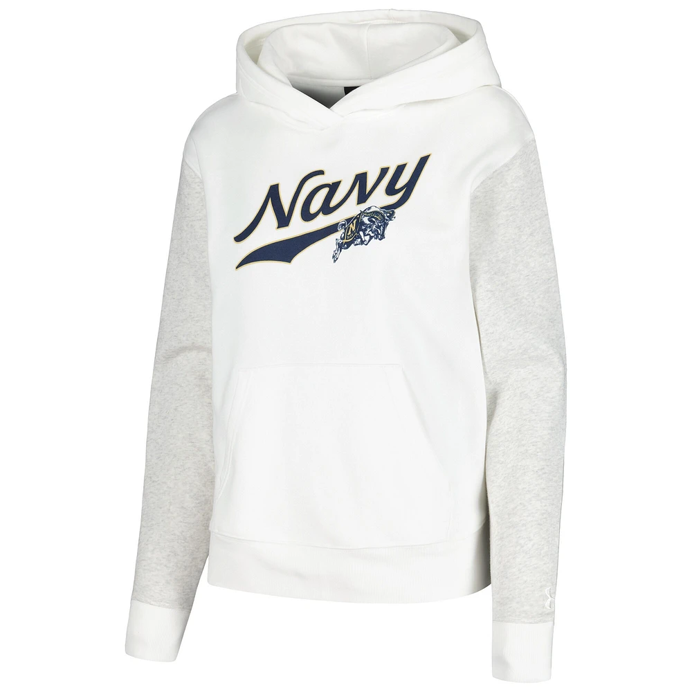 Women's Under Armour White Navy Midshipmen All Day Pullover Hoodie