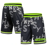 Men's Mitchell & Ness Black NBA x Hennessy Neon Concrete Game Day Shorts