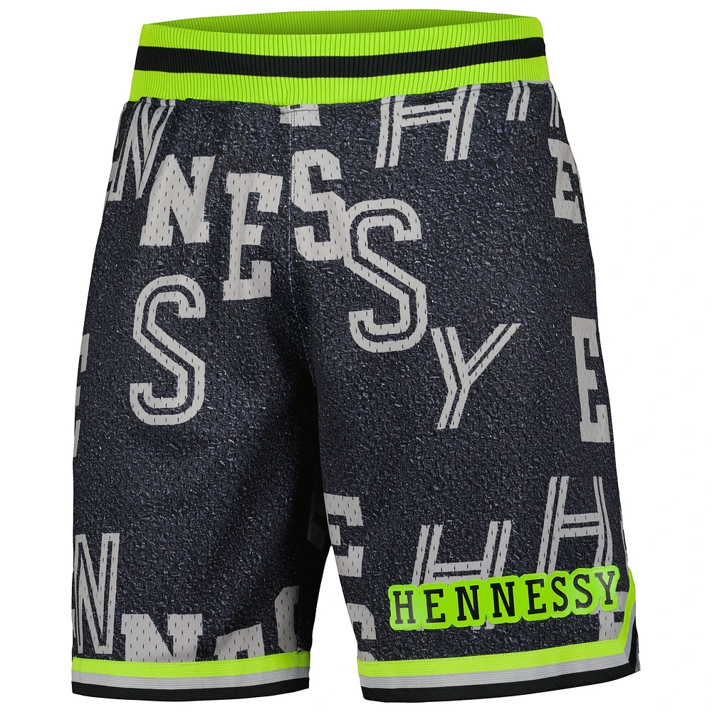 Men's Mitchell & Ness Black NBA x Hennessy Neon Concrete Game Day Shorts