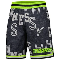 Men's Mitchell & Ness Black NBA x Hennessy Neon Concrete Game Day Shorts