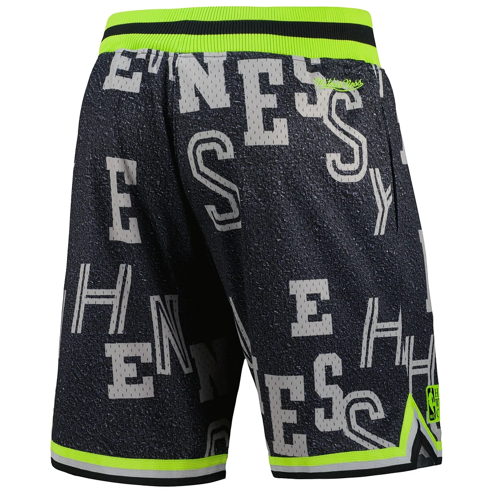 Men's Mitchell & Ness Black NBA x Hennessy Neon Concrete Game Day Shorts