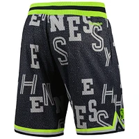 Men's Mitchell & Ness Black NBA x Hennessy Neon Concrete Game Day Shorts