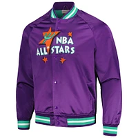 Men's Mitchell & Ness Purple Hardwood Classics 1995 NBA All-Star Game Throwback Wordmark Raglan Full-Snap Jacket