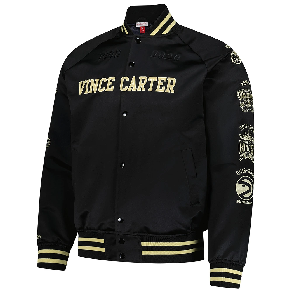 Men's Mitchell & Ness Vince Carter Black 2024 Basketball Hall of Fame Full-Snap Satin Jacket