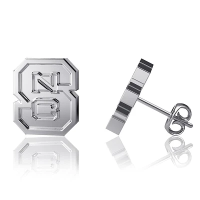 Dayna Designs Boucles d'oreilles argentées avec logo de l'équipe NC State Wolfpack