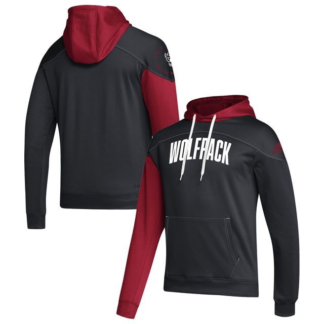 Sweat à capuche adidas AEROREADY NC State Wolfpack Block Stadium noir/rouge pour homme