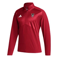 Men's adidas Red NC State Wolfpack Sideline AEROREADY Raglan Sleeve Quarter-Zip Jacket