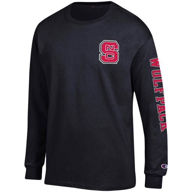 T-shirt à manches longues Champion NC State Wolfpack Team Stack noir pour homme