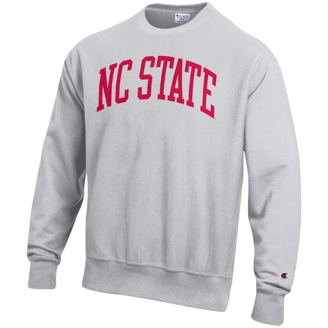Sweat-shirt Champion NC State Wolfpack Arch Reverse Weave gris chiné pour homme