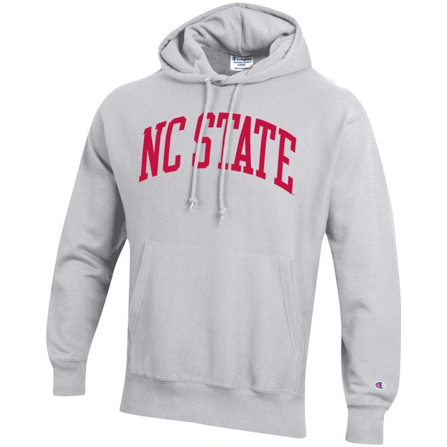 Sweat à capuche Champion NC State Wolfpack Team Arch Reverse Weave gris chiné pour homme