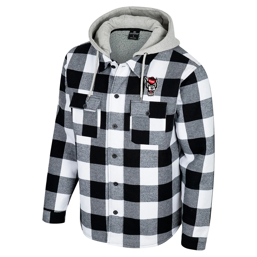 Men's Colosseum Black/White NC State Wolfpack Buffalo Plaid Full-Zip Jacket