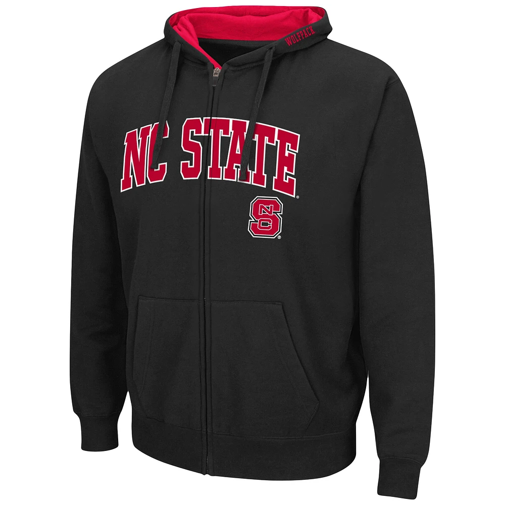 Men's Colosseum Black NC State Wolfpack Arch & Logo 3.0 Full-Zip Hoodie