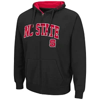 Men's Colosseum Black NC State Wolfpack Arch & Logo 3.0 Full-Zip Hoodie