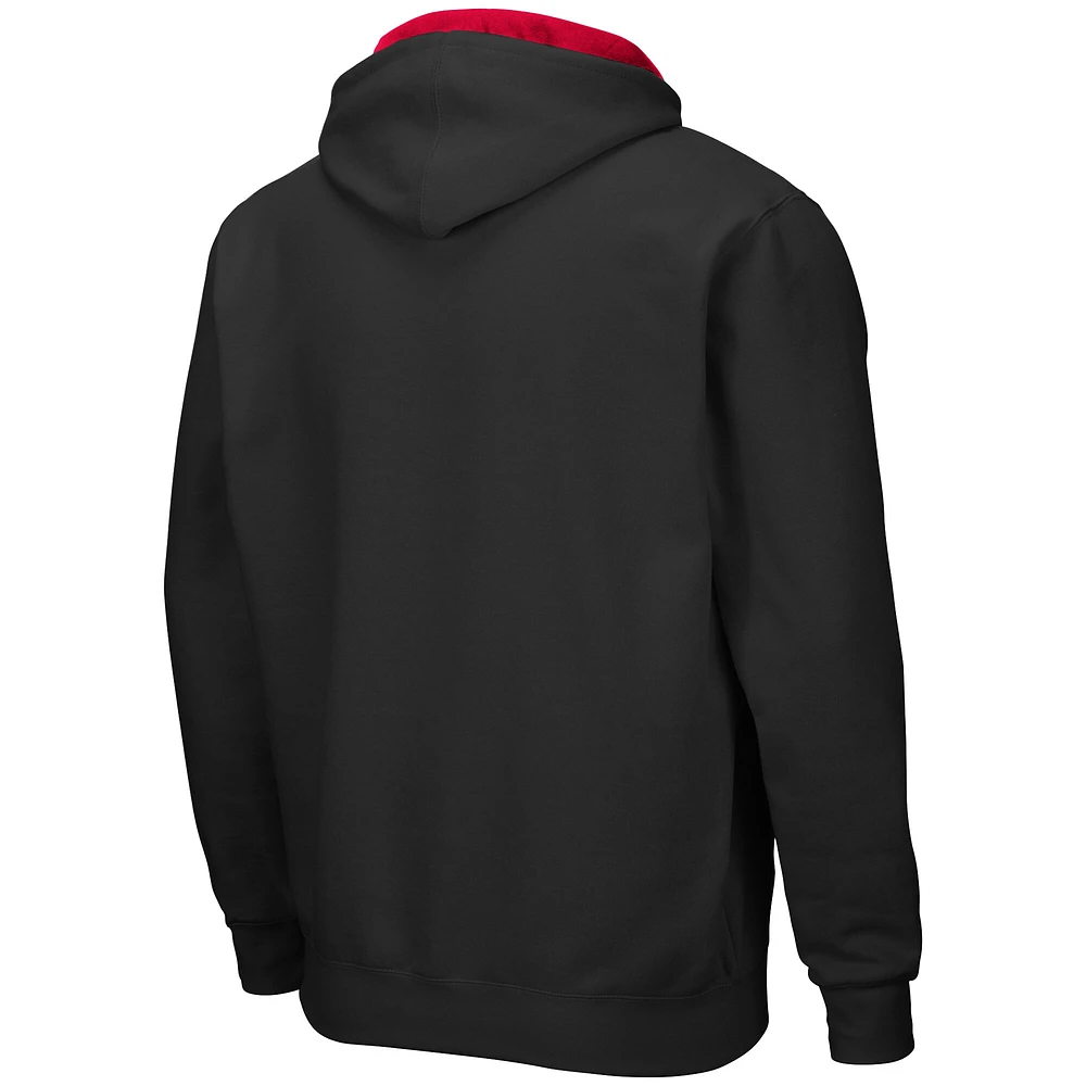 Men's Colosseum Black NC State Wolfpack Arch & Logo 3.0 Full-Zip Hoodie