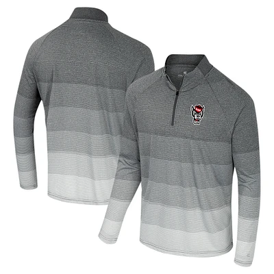 Coupe-vent à glissière quart de tour en maille rayée raglan NC State Wolfpack AI pour homme, gris Colosseum