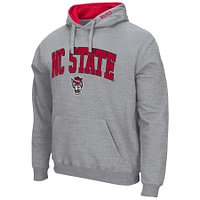 Men's Colosseum Heather Gray NC State Wolfpack Arch & Logo 3.0 Pullover Hoodie