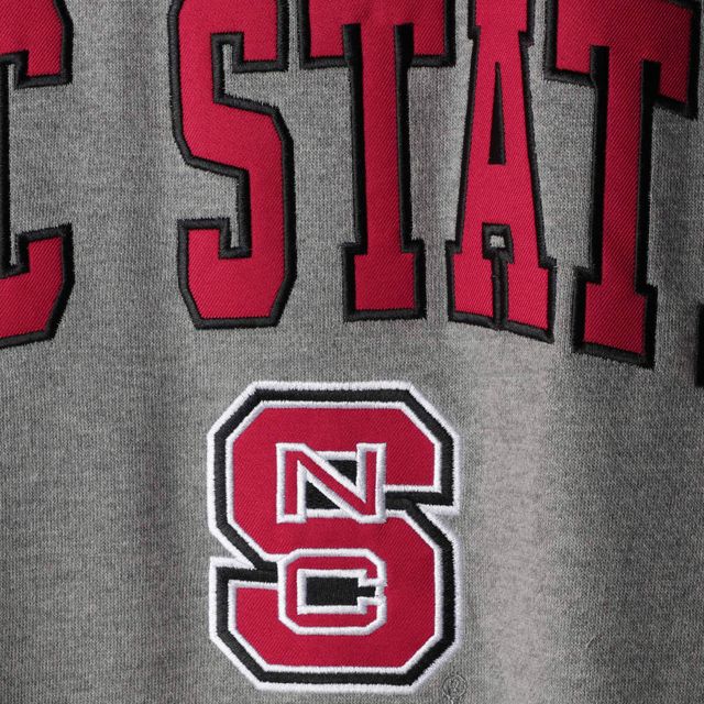 Colosseum Heather Grey Sweat-shirt à col rond avec arc et logo NC State Wolfpack pour homme