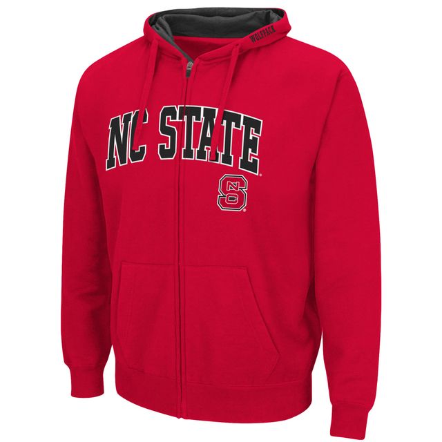 Sweat à capuche entièrement zippé Colosseum Red NC State Wolfpack Arch & Logo 3.0 pour homme