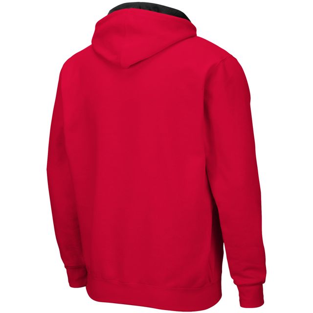 Sweat à capuche entièrement zippé Colosseum Red NC State Wolfpack Arch & Logo 3.0 pour homme