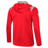 Men's Colosseum Red NC State Wolfpack OHT Military Appreciation Quarter-Zip Hoodie Jacket