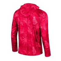 Men's Colosseum Red NC State Wolfpack Palms Printed Lightweight Quarter-Zip Hooded Top