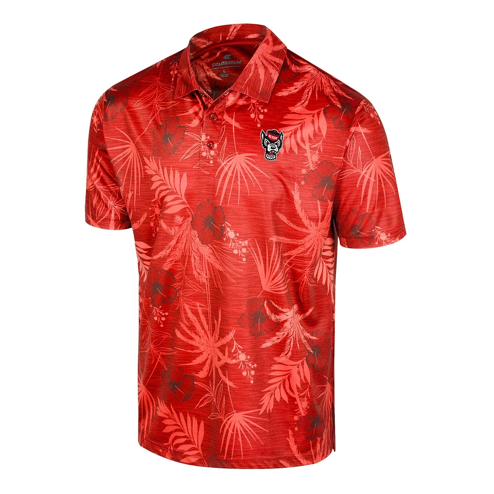 Men's Colosseum Red NC State Wolfpack Palms Team Polo