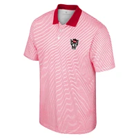 Men's Colosseum White/Red NC State Wolfpack Print Stripe Polo