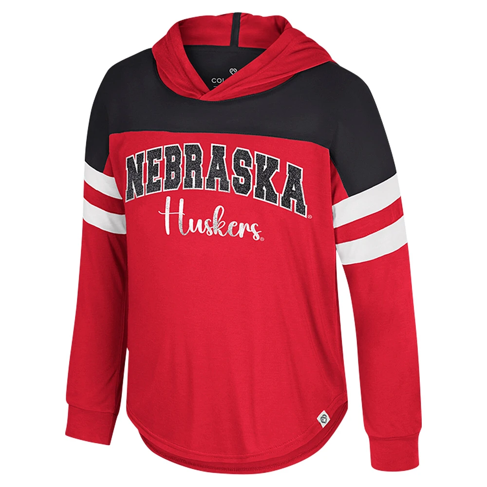 Girls Youth Colosseum Scarlet Nebraska Huskers Reflection Hoodie Long Sleeve T-Shirt