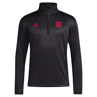 Men's adidas Black Nebraska Huskers 2024 Coaches Sideline Quarter-Zip Top
