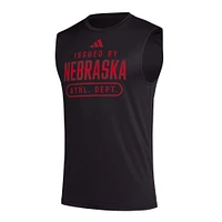 Men's adidas Black Nebraska Huskers Sideline AEROREADY Pregame Tank Top