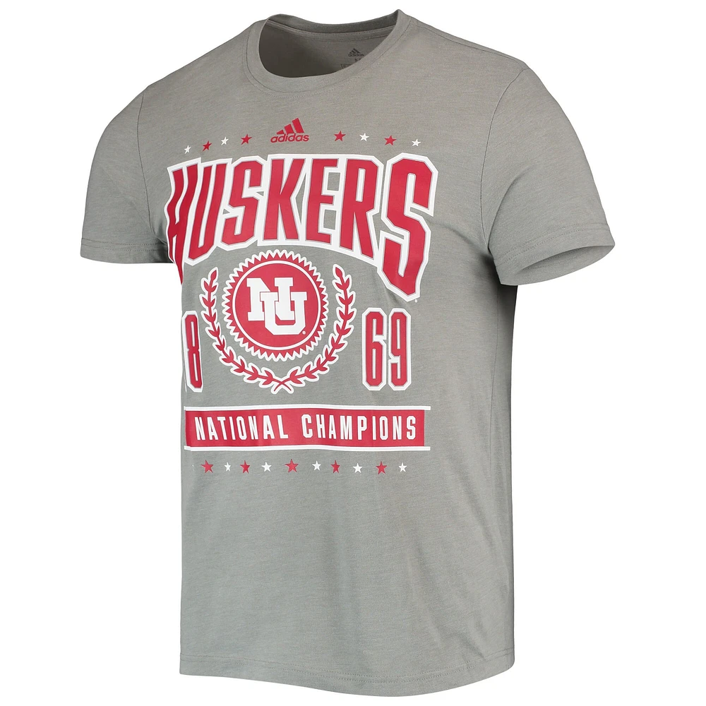Men's adidas Heathered Gray Nebraska Huskers Reminisce Tri-Blend T-Shirt