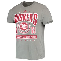 Men's adidas Heathered Gray Nebraska Huskers Reminisce Tri-Blend T-Shirt