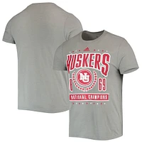 Men's adidas Heathered Gray Nebraska Huskers Reminisce Tri-Blend T-Shirt