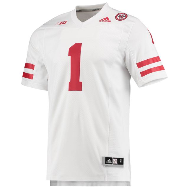 Maillot de football adidas #1 Nebraska Huskers Team Premier pour homme, blanc