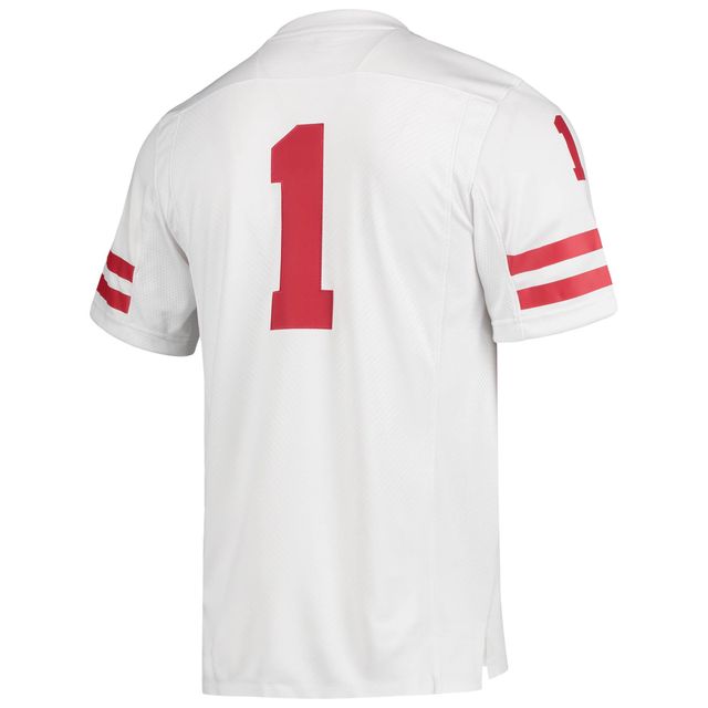 Maillot de football adidas #1 Nebraska Huskers Team Premier pour homme, blanc