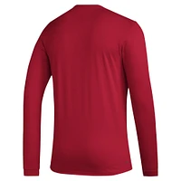 Men's adidas Red Nebraska Huskers Primary Locker Logo Pre-Game Long Sleeve T-Shirt