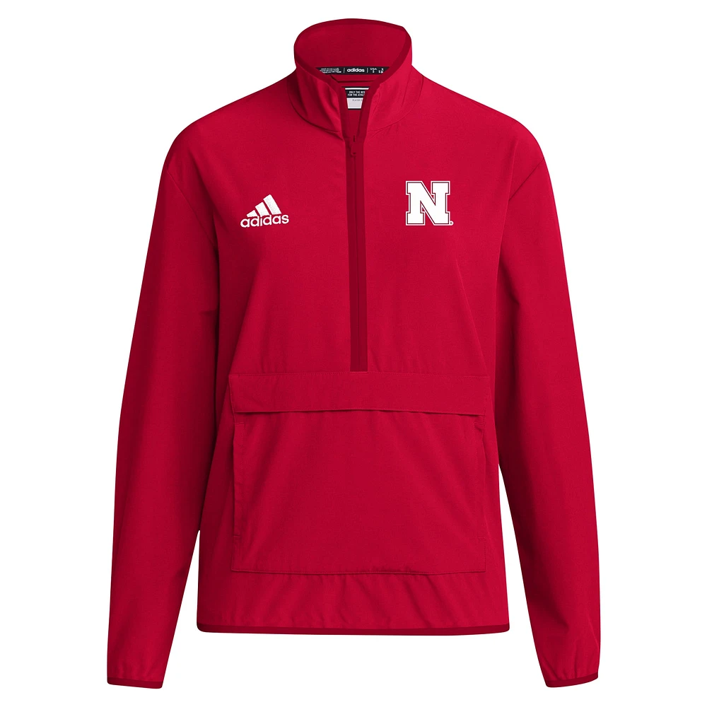 Veste demi-zipée adidas Scarlet Nebraska Huskers 2024 pour homme