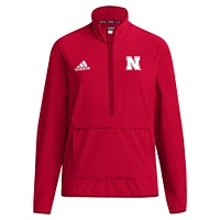Veste demi-zipée adidas Scarlet Nebraska Huskers 2024 pour homme