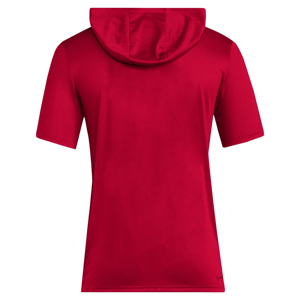 Men's adidas Scarlet Nebraska Huskers 2024 Sideline Training Hooded T-Shirt