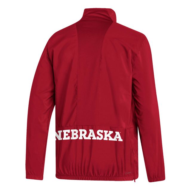 Veste à demi-zip adidas Scarlet Nebraska Huskers AEROREADY pour homme