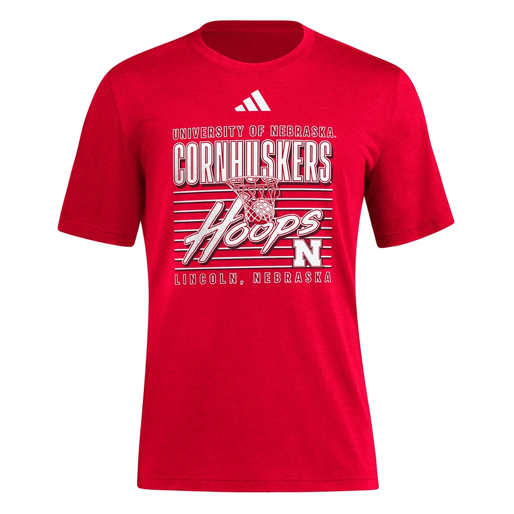 Men's adidas Scarlet Nebraska Huskers Locker Swish Tri-Blend T-Shirt