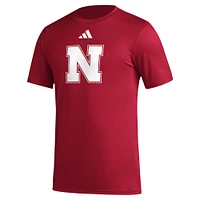Men's adidas Scarlet Nebraska Huskers Primary Locker Logo Pre-Game AEROREADY T-Shirt