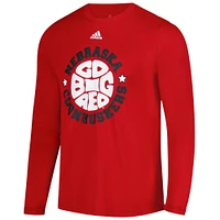 Men's adidas Scarlet Nebraska Huskers  Shooter Long Sleeve T-Shirt