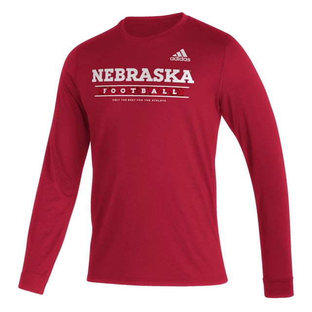 T-shirt à manches longues adidas Scarlet Nebraska Huskers Sideline Creator Practice AEROREADY pour hommes