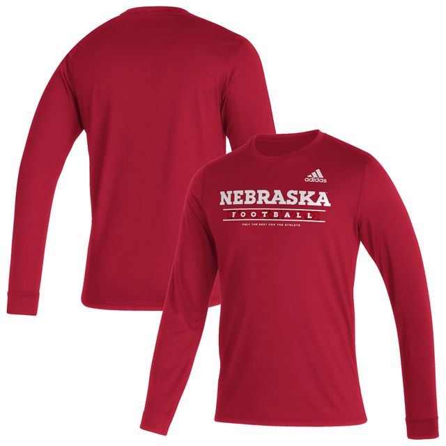 T-shirt à manches longues adidas Scarlet Nebraska Huskers Sideline Creator Practice AEROREADY pour hommes