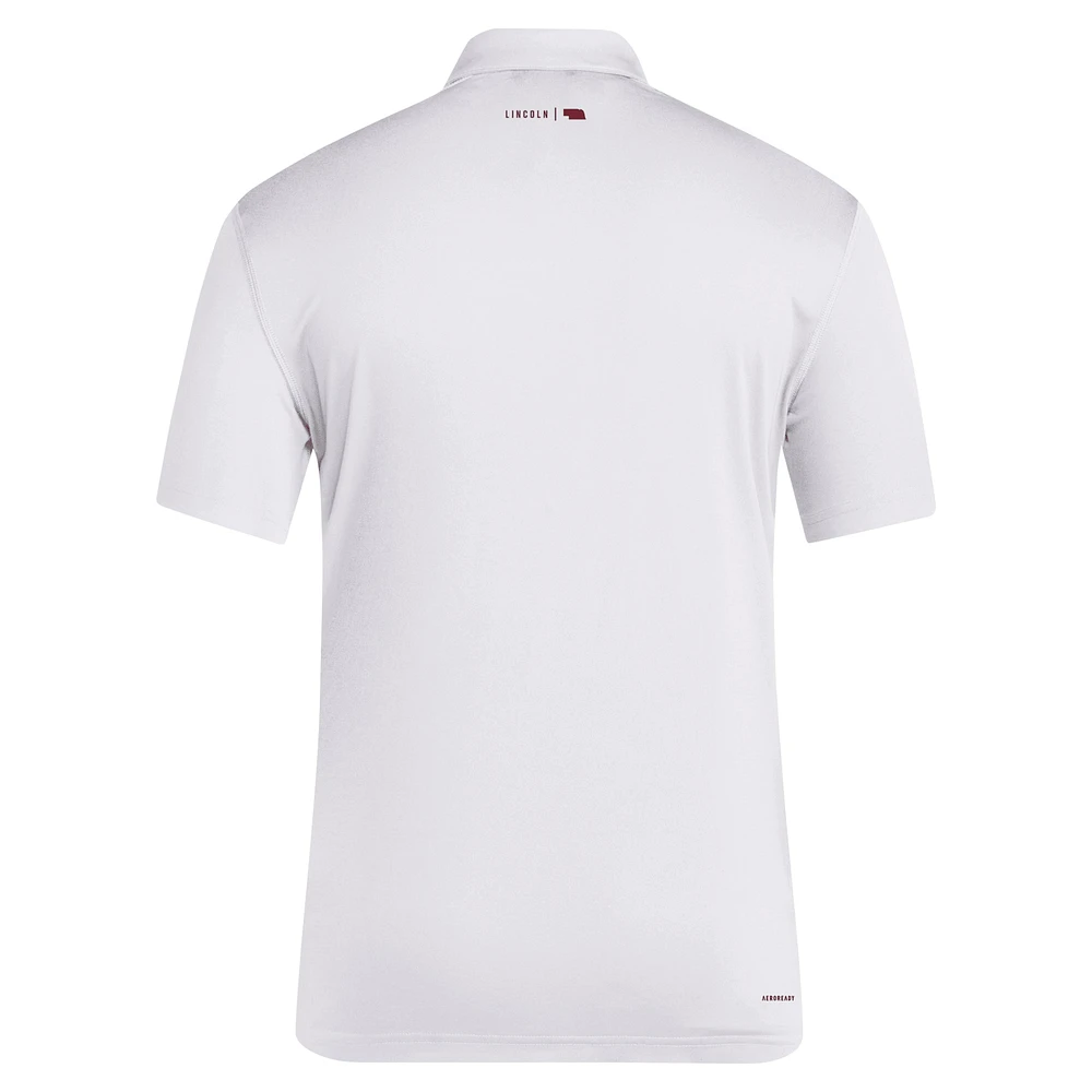 Men's adidas White Nebraska Huskers 2024 Coaches AEROREADY Polo