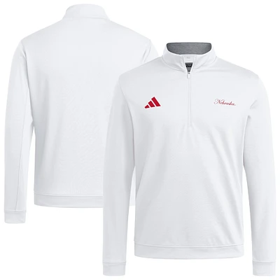Veste zippée quart de tour adidas blanche Nebraska Huskers pour homme