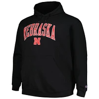 Men's Champion Black Nebraska Huskers Big & Tall Arch Over Logo Powerblend Pullover Hoodie