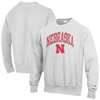 Men's Champion Gray Nebraska Huskers Arch Over Logo Reverse Weave Pullover Sweatshirt